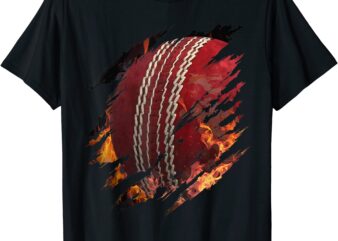 cricket ball on fire inside of me fan or batsman player gift t shirt men