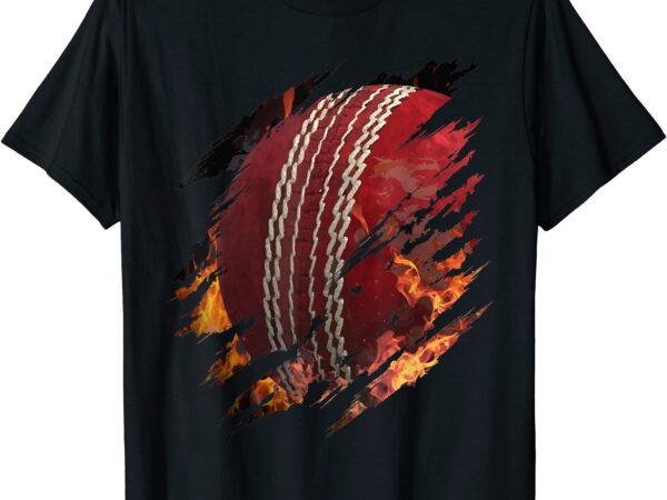 Cricket ball on fire inside of me fan or batsman player gift t shirt men