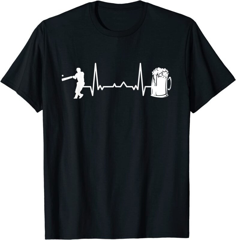 cricket heartbeat ekg cricketer batsman cricket t shirt men