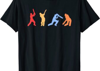 cricket retro vintage colours cricket players t shirt men