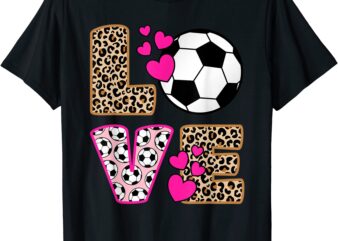 cute love soccer leopard print women girls soccer t shirt men