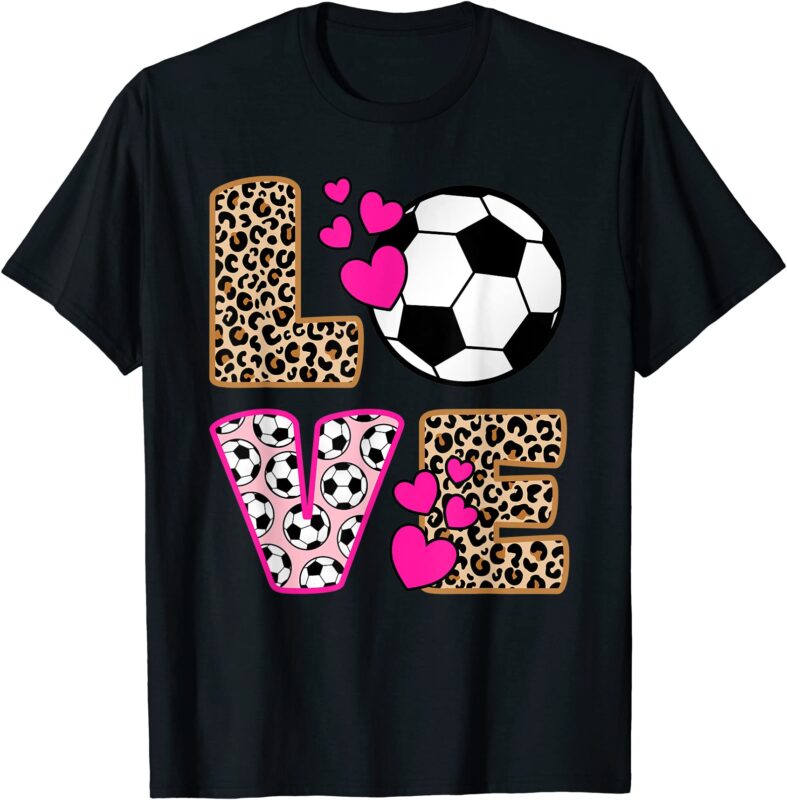 cute love soccer leopard print women girls soccer t shirt men