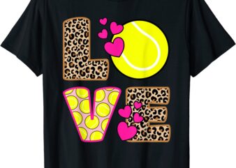 cute love tennis leopard print women girls tennis t shirt men