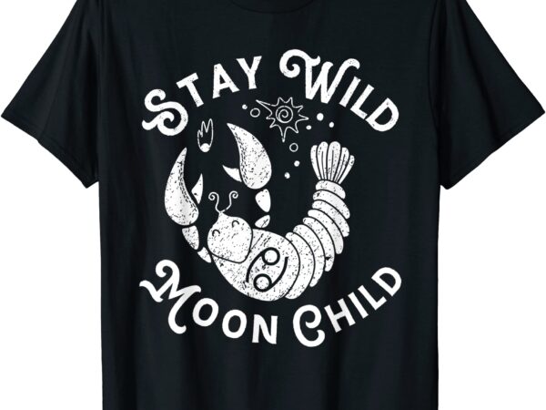 Cute zodiac cancer crab stay wild moon child t shirt men