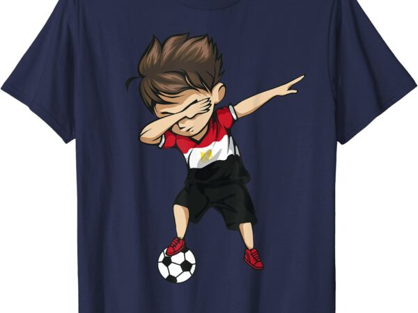 Dabbing soccer boy egypt jersey shirt egyptian football men t shirt vector illustration