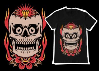 Diamond skull illustation for t-shirt design