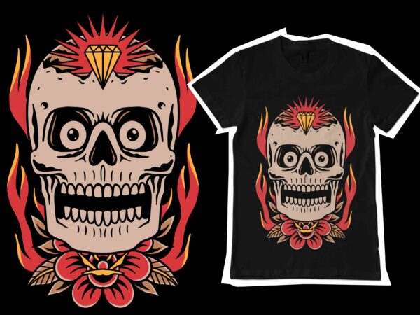 Diamond skull illustation for t-shirt design