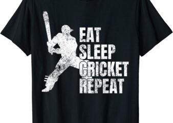 distressed cricket fan lover gifts eat sleep cricket repeat t shirt men
