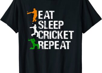 eat sleep cricket repeat cricketers sports fans graphic t shirt men