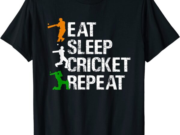 Eat sleep cricket repeat cricketers sports fans graphic t shirt men