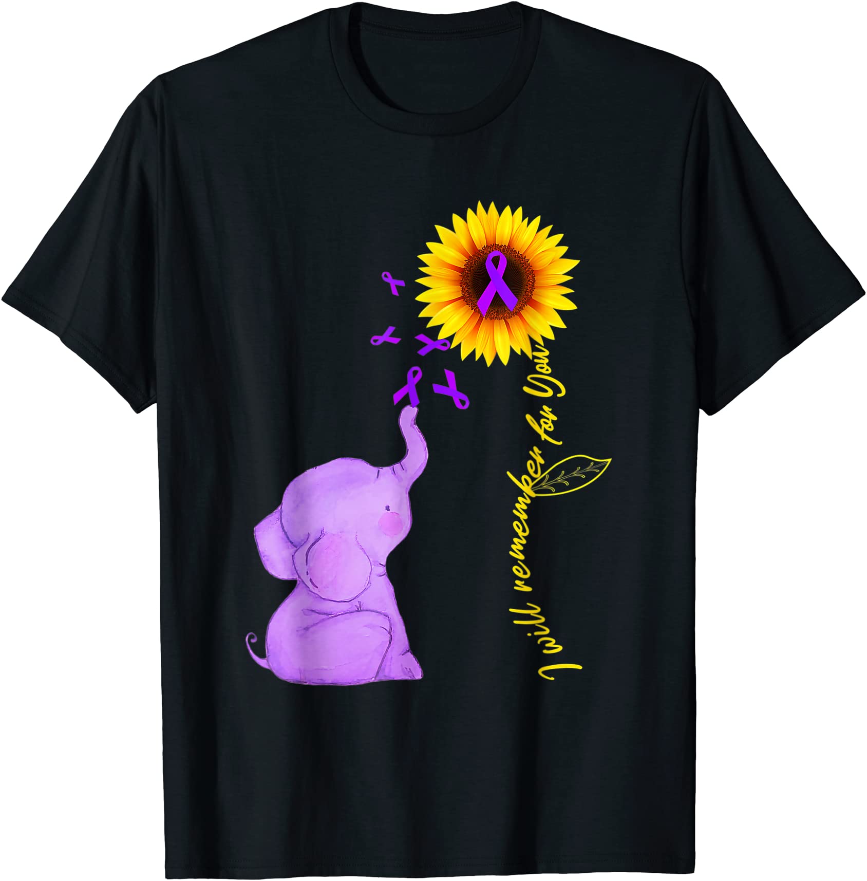 elephant i will remember for you sunflower alzheimer t shirt men - Buy ...