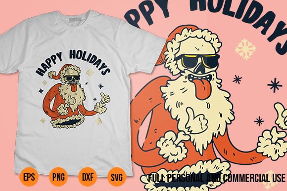 Christmas t shirt vector design santa skull wearing hat