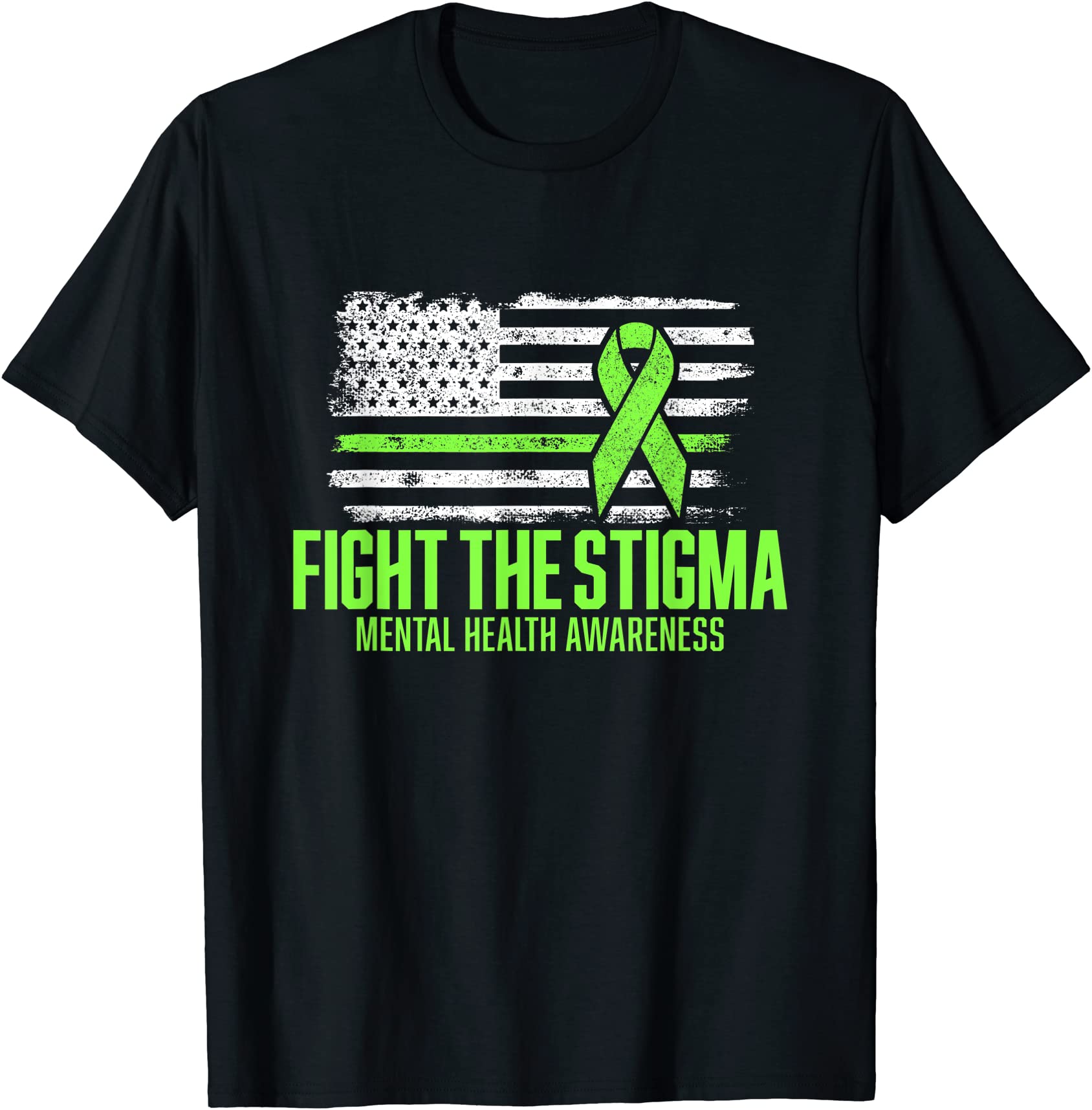 fight the stigma american flag mental health awareness t shirt men ...