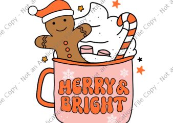 Retro Groovy Merry & Bright Gingerbread Christmas Svg, Merry Bright Svg, Gingerbread Christmas Svg, Christmas Svg