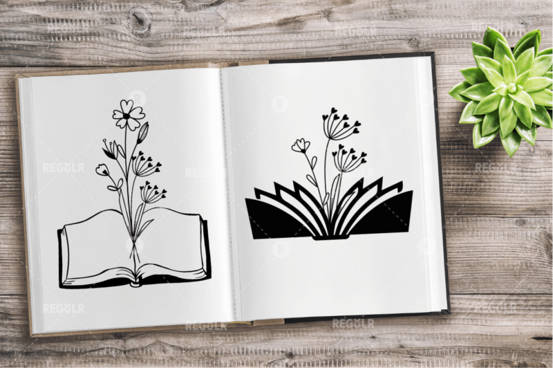 Paper Cut Open Book with Leaf SVG Bundle