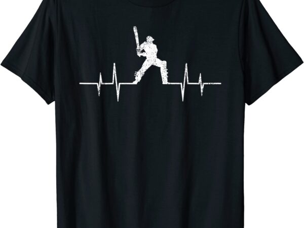 Funny ekg cricket game lover gifts cool cricket heartbeat t shirt men