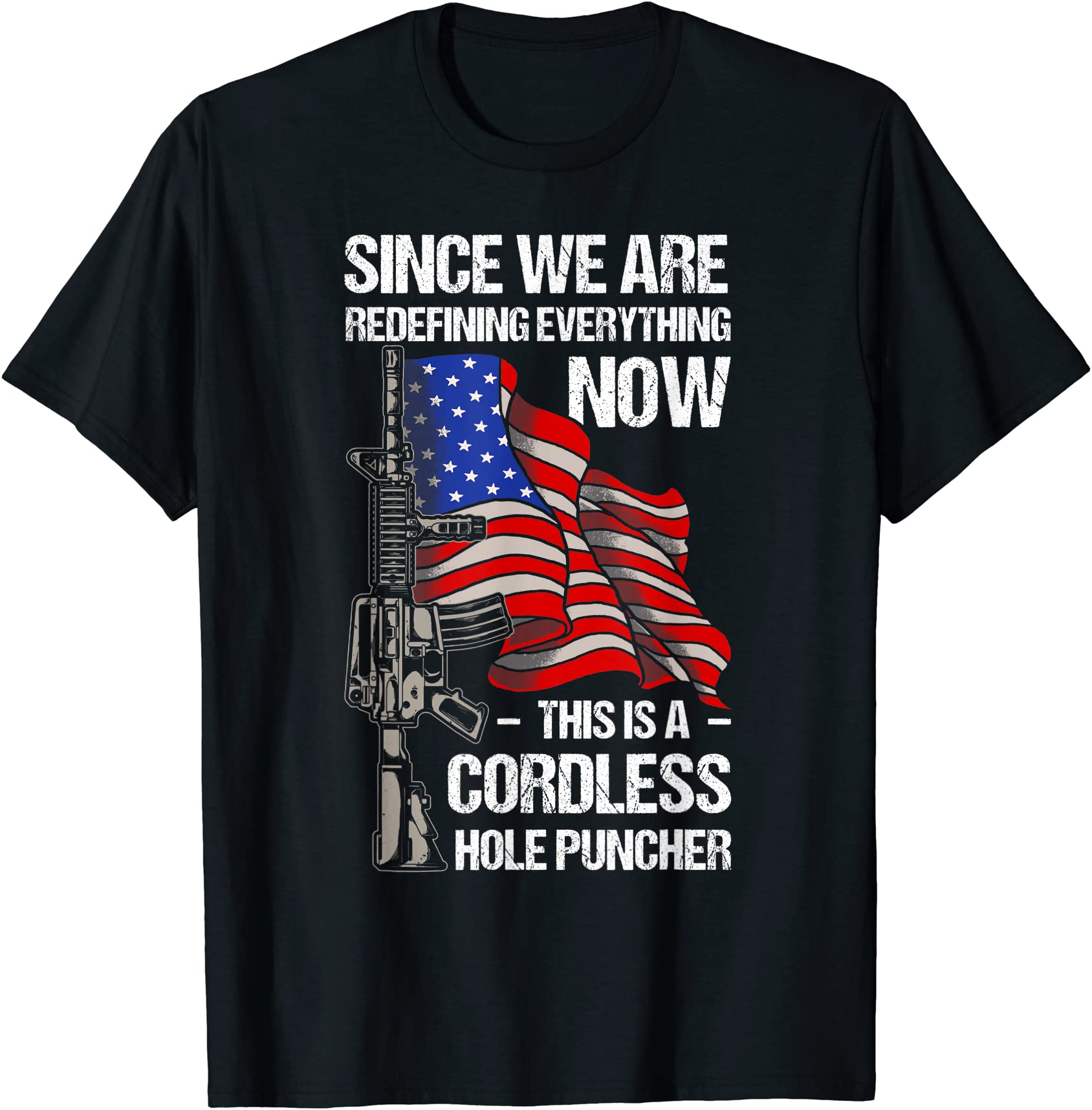 funny gun lover cordless hole puncher vintage american flag t shirt men ...