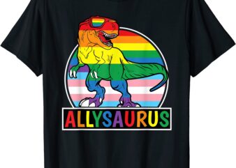 funny lgbt dinosaur t rex gay pride dino allysaurus rainbow t shirt men ...