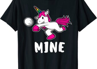 funny mine volleyball unicorn t shirt for volleyball girls men