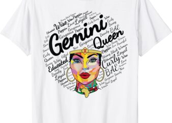 gemini black women born in may june gemini queen t shirt men