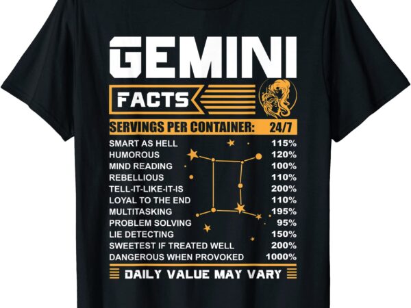 Gemini facts zodiac t shirt funny gemini birthday gifts men