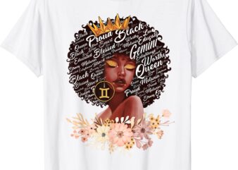 gemini girl birthday melanin afro queen for black women t shirt men