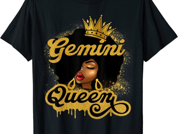 Gemini queen birthday girl afro woman black queen zodiac t shirt men