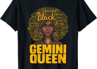 gemini queen black woman afro natural hair african american t shirt men