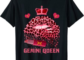 gemini queen leopard pink lips black queens zodiac birthday t shirt men