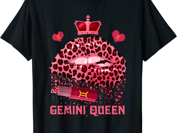 Gemini queen leopard pink lips black queens zodiac birthday t shirt men