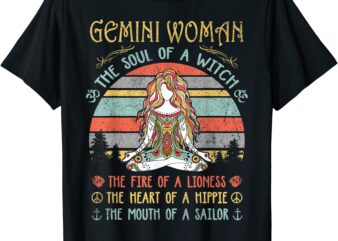 gemini woman the soul of a witch vintage birthday t shirt men