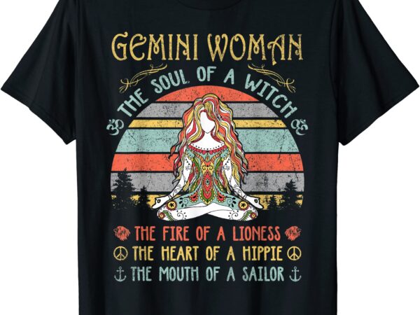 Gemini woman the soul of a witch vintage birthday t shirt men