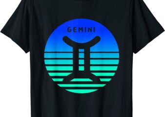 gemini zodiac blue vintage cool retro gemini birthday t shirt men