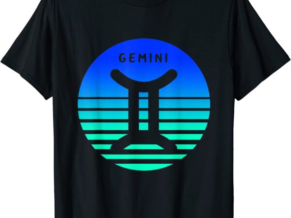 Gemini zodiac blue vintage cool retro gemini birthday t shirt men