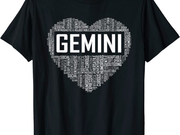 Gemini zodiac traits horoscope astrology sign gift heart t shirt men