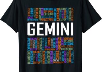 gemini zodiac traits horoscope astrology sign gift words t shirt men