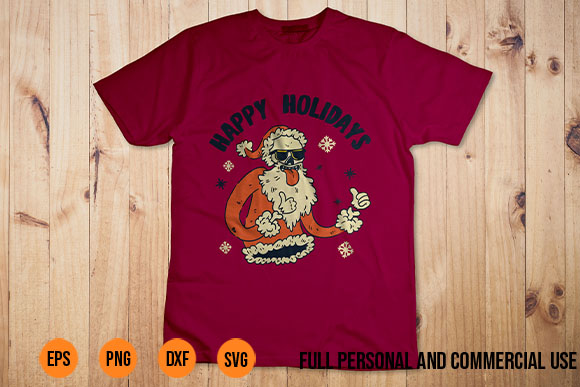 christmas t shirt vector Design Santa Skull Wearing Hat