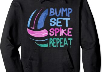 girls volleyball bump set spike repeat blue purple teen pullover hoodie unisex t shirt design template