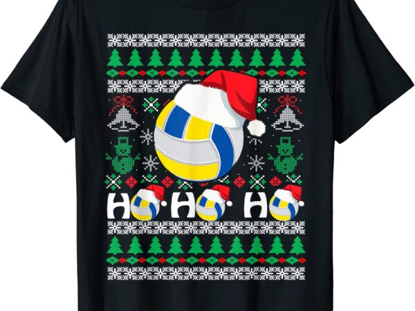 Ho ho ho volleyball ugly christmas sweater santa hat gifts t shirt men
