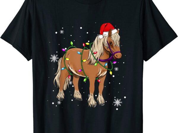 Horse christmas lights led funny santa hat christmas lover t shirt men