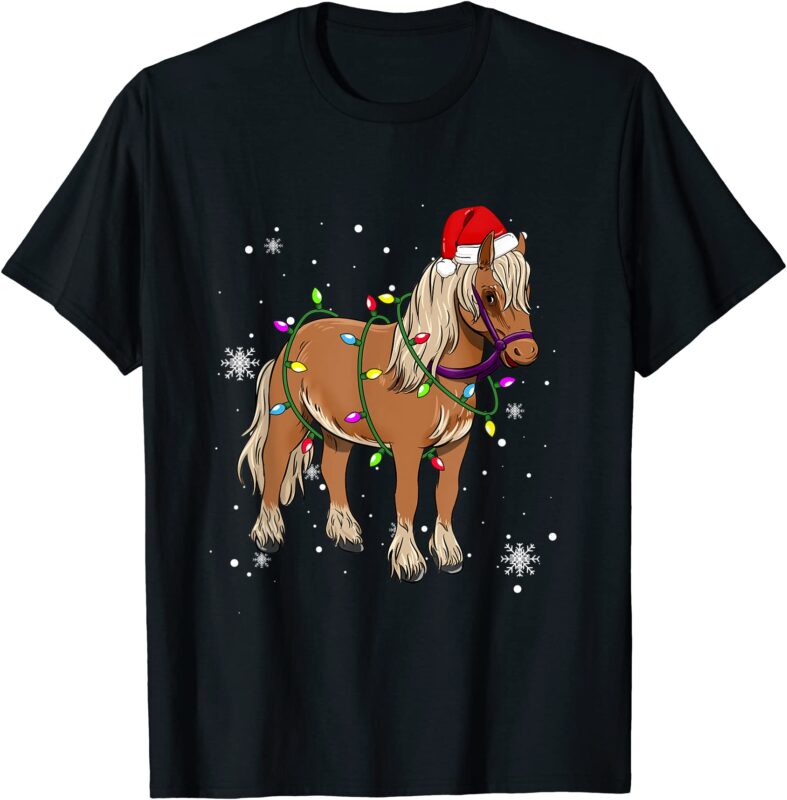 horse christmas lights led funny santa hat christmas lover t shirt men