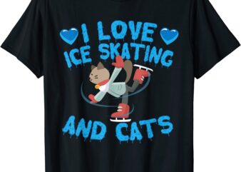 i love ice skating amp cats cute kitty cat feline skater gift t shirt men