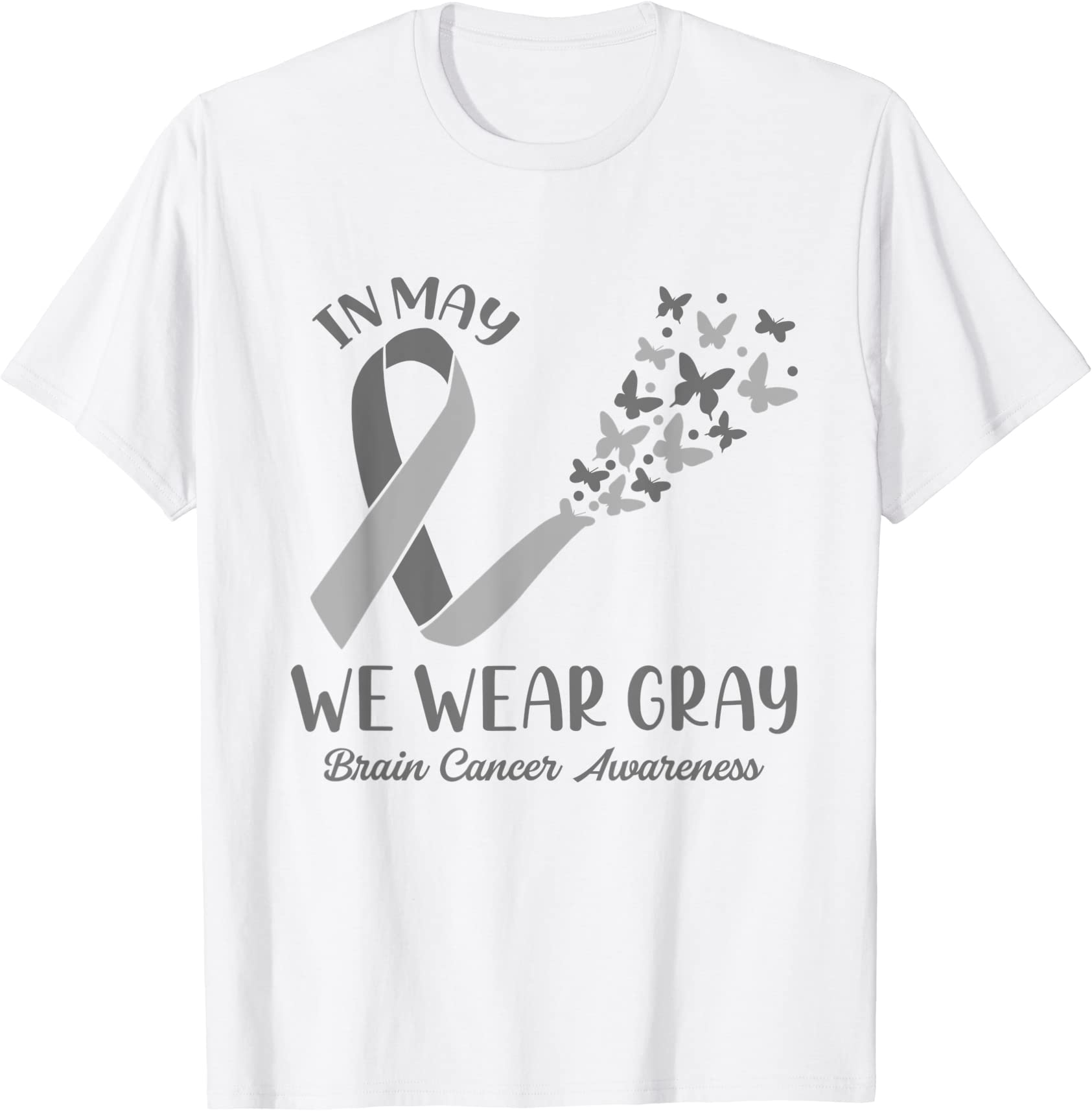in may we wear gray brain cancer awareness ribbon butterfly t shirt men ...