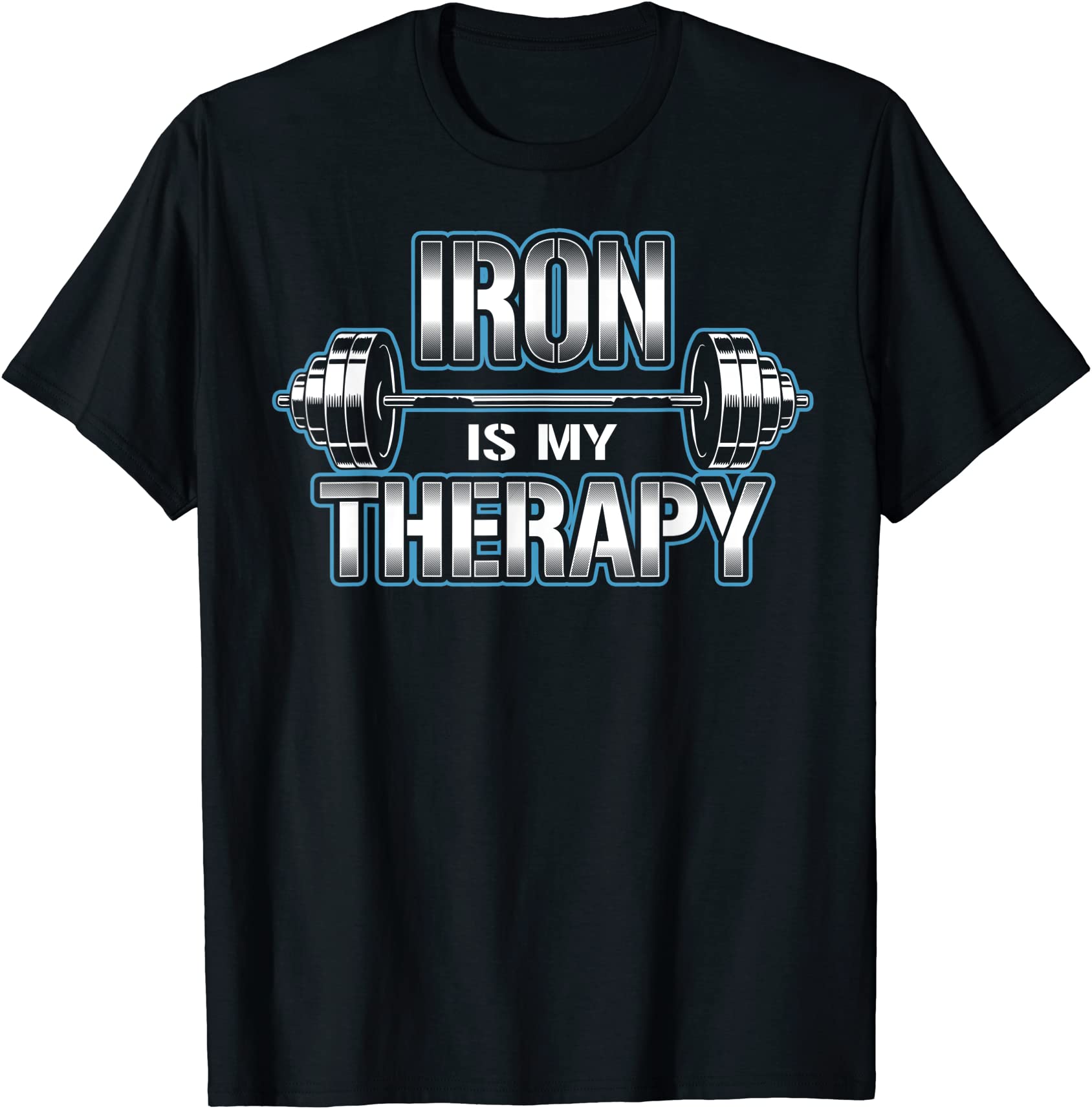 iron is my therapy workout fitness weight lifting strength t shirt men ...