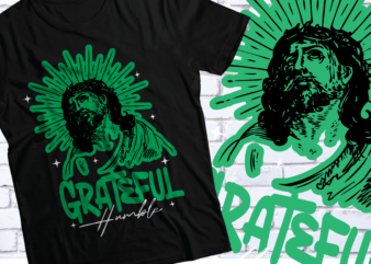 Christian grateful humble jesus neon style t-shirts design