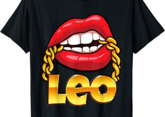 juicy lips gold chain leo zodiac sign t shirt men