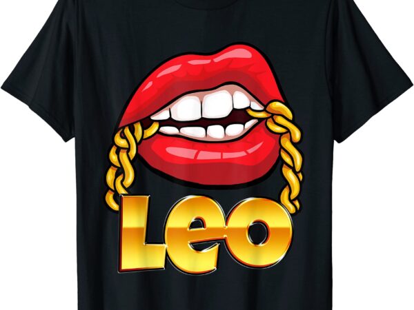 Juicy lips gold chain leo zodiac sign t shirt men