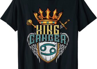 king cancer zodiac sign with crown scepter sword for men t shirt men