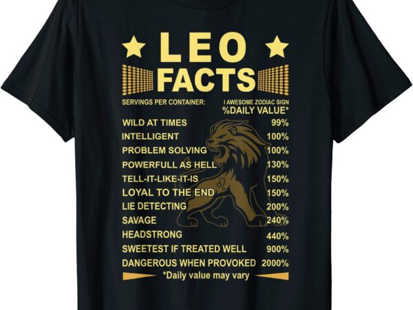Leo facts zodiac funny leo birthday gift tee t shirt men