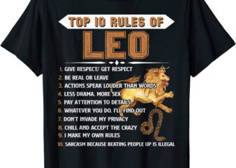 leo zodiac birthday gift top 10 rules of leo gift funny t shirt men